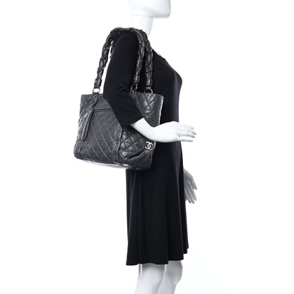 Chanel Distressed Lambskin Vintage Ligne Lady Braid Tote Dark Grey 2 of 11