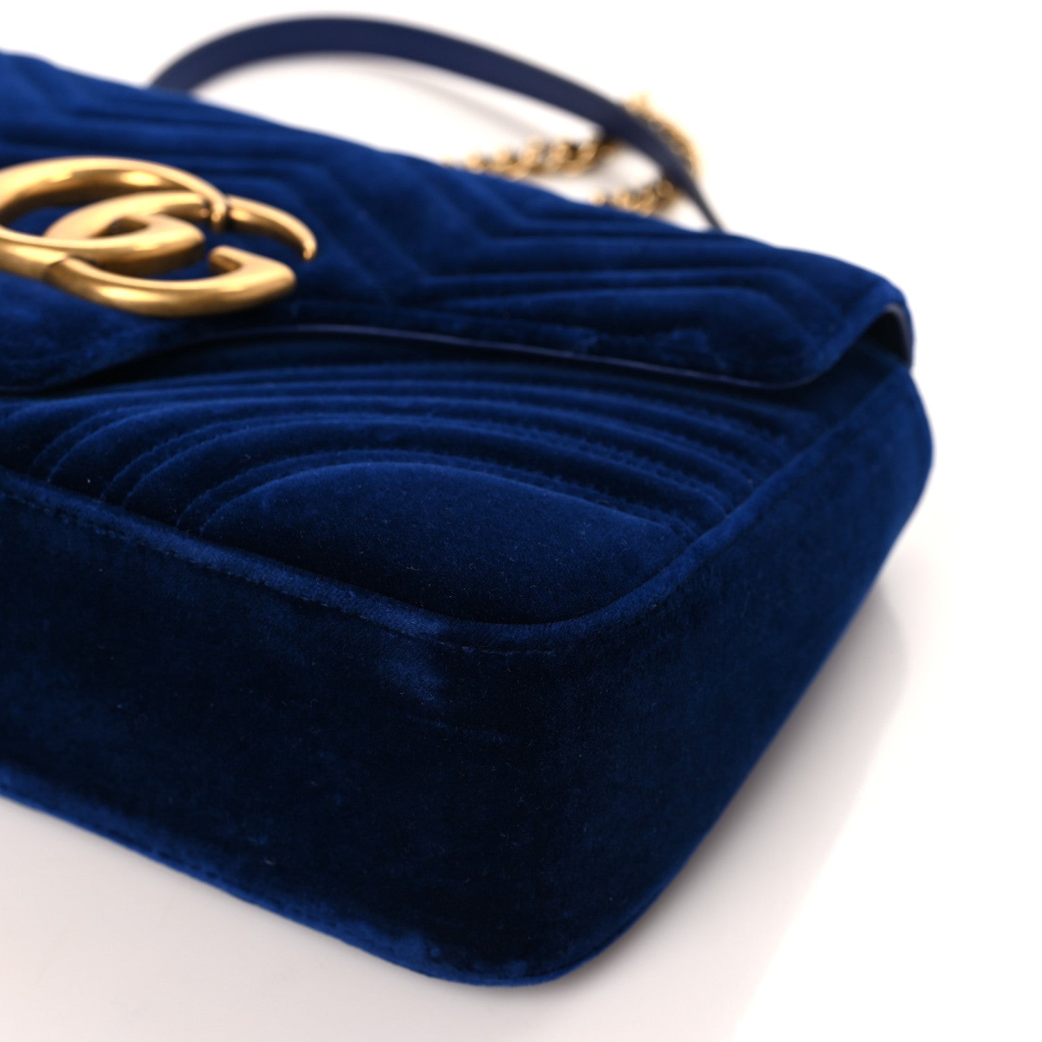 Gucci Velvet Matelasse Medium GG Marmont Shoulder Bag Cobalt Blue 9 of 9