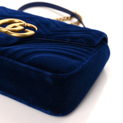 Gucci Velvet Matelasse Medium GG Marmont Shoulder Bag Cobalt Blue 9 of 9