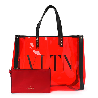 Valentino Garavani Plexy VLTN Small Shopping Bag Red Black 1 of 9