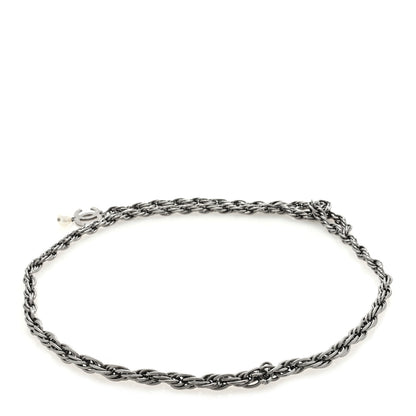 Chanel Twisted Chain Link CC Pearl Drop Belt Silver 2 of 3
