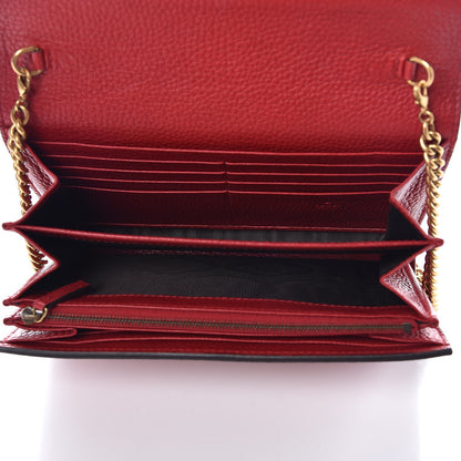 Gucci Calfskin GG Marmont Chain Wallet Vulcanic Red 5 of 9