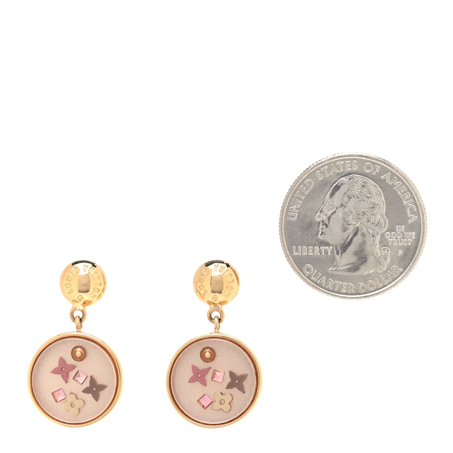 Louis Vuitton Inclusion Art Deco Earrings Gold Peach 2 of 4