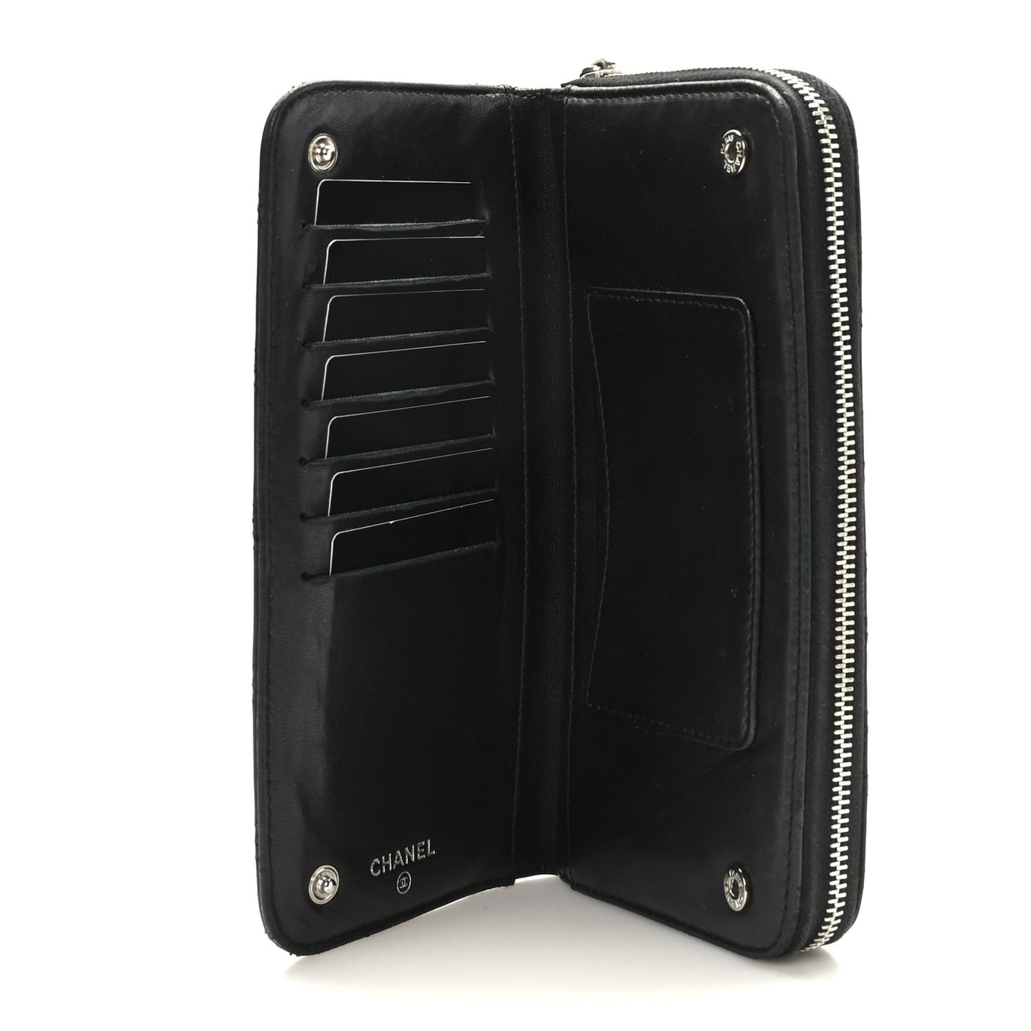 Aged Calfskin Quilted Paris New York PNY Wallet Black