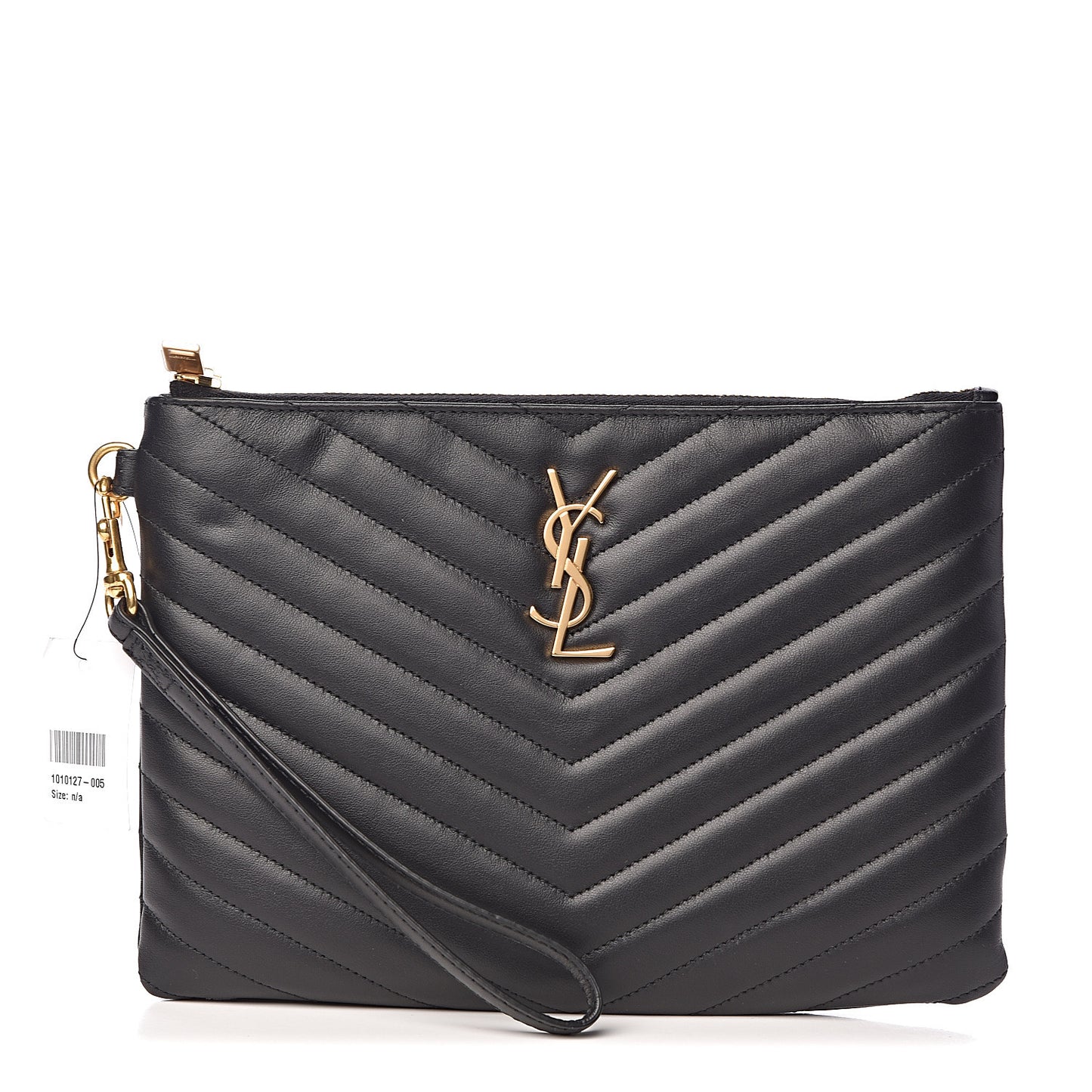 Calfskin Matelasse Chevron Monogram A5 Wristlet Black