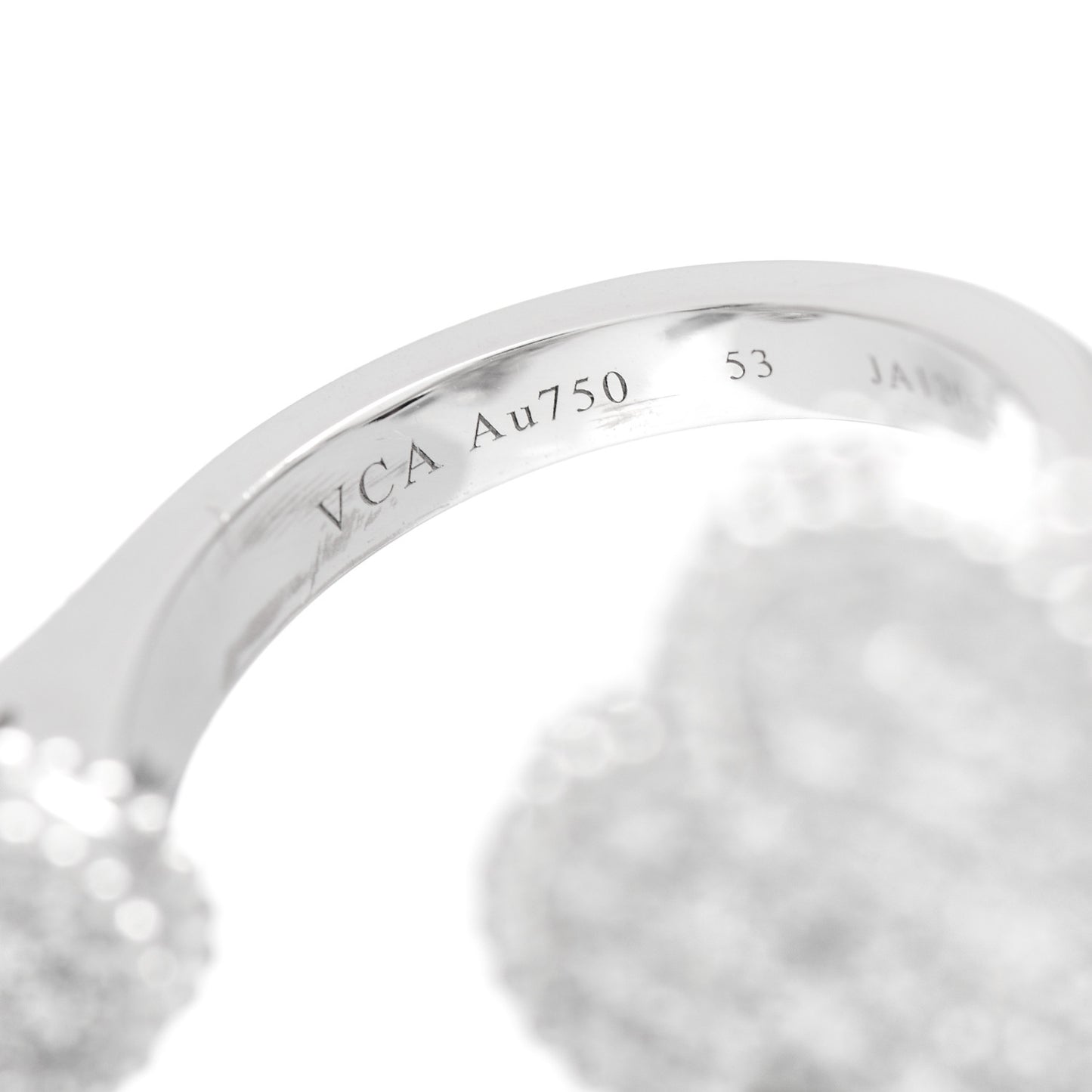 18K White Gold Diamond Magic Alhambra Between the Finger Ring 53 6.25