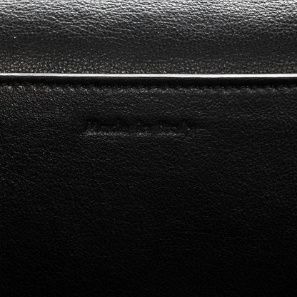 Celine Shiny Smooth Calfskin Cotton Medium Frame Shoulder Bag Black White 6 of 7