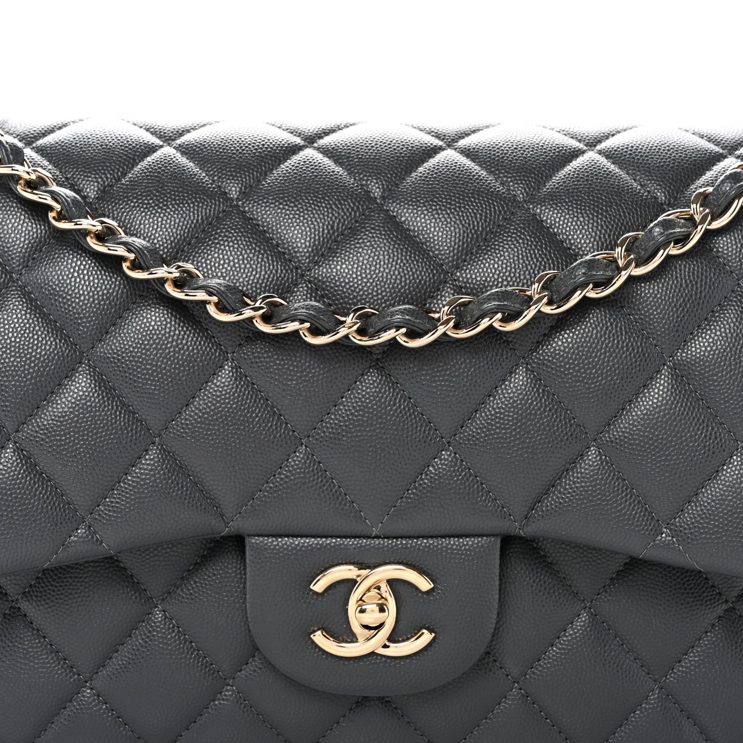 Chanel Caviar Quilted Jumbo Double Flap Dark Grey 8 of 10