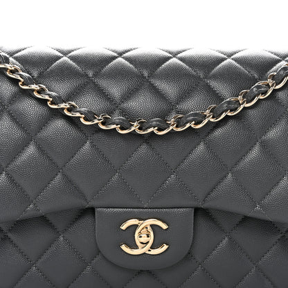 Chanel Caviar Quilted Jumbo Double Flap Dark Grey 8 of 10