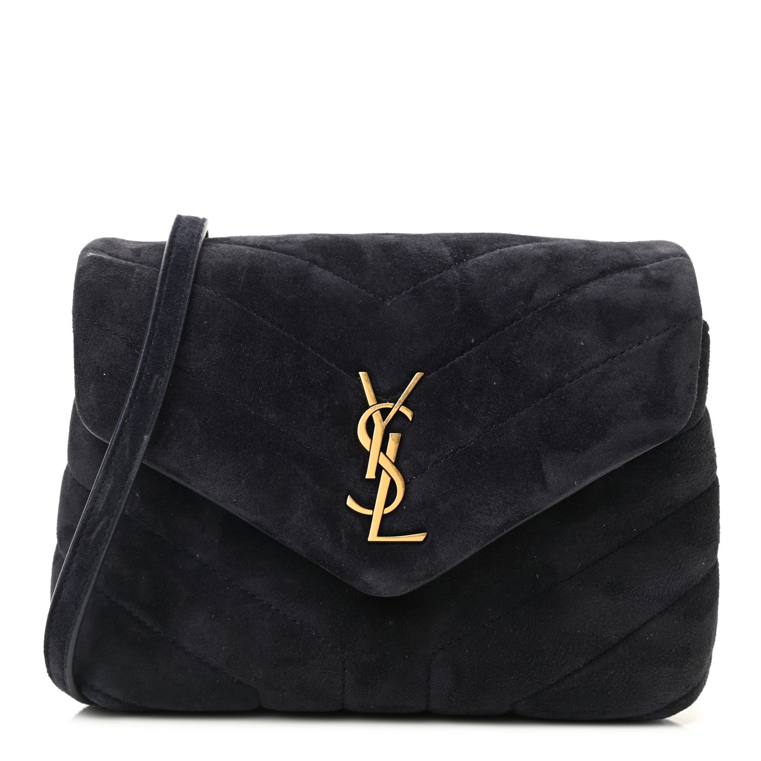 Saint Laurent Suede Toy Loulou Shoulder Bag Deep Marine 1 of 11
