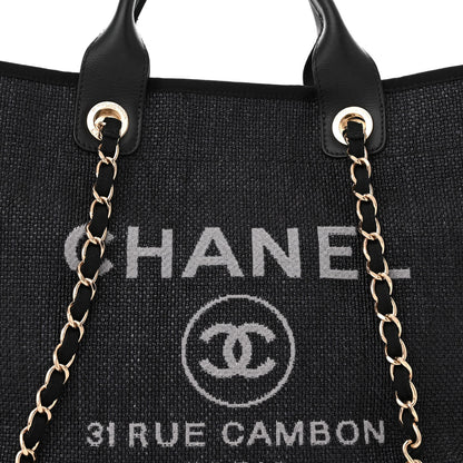 Chanel Woven Straw Raffia Medium Deauville Black 7 of 10