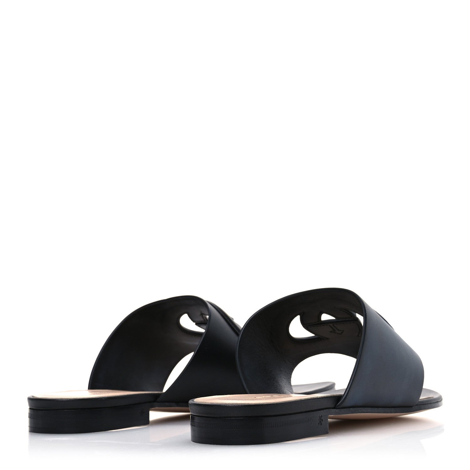 Gucci Sierra Calfskin Interlocking G Cut Out Thong Sandals 38 Black 5 of 8