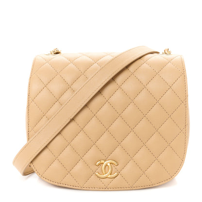 Chanel Grained Calfskin Quilted Messenger Flap Beige 1 of 10