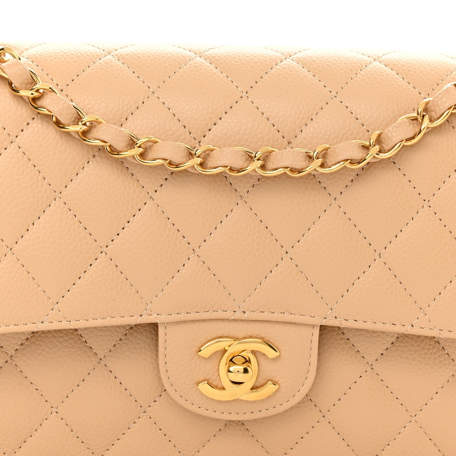 Chanel Caviar Quilted Medium Double Flap Beige Clair 8 of 11