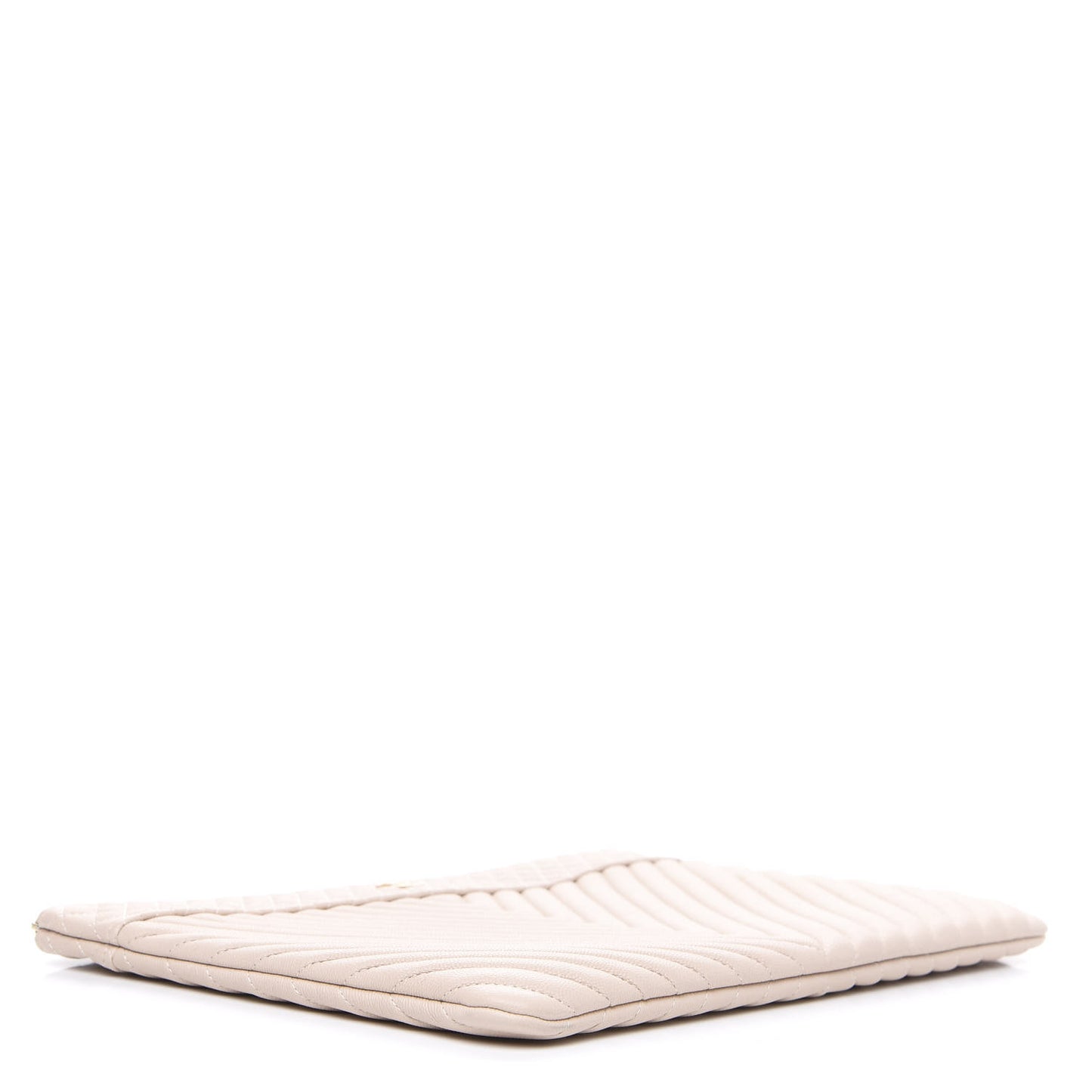 Caviar Chevron Quilted Large Cosmetic Case Light Pink