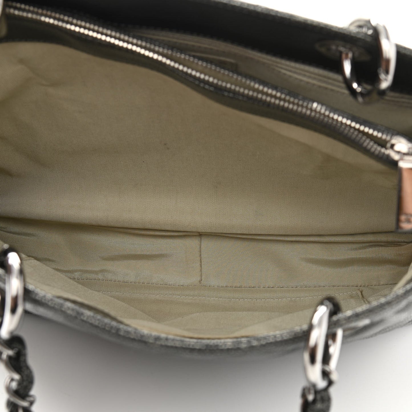 Metallic Caviar Quilted Grand Shopping Tote GST Dark Silver