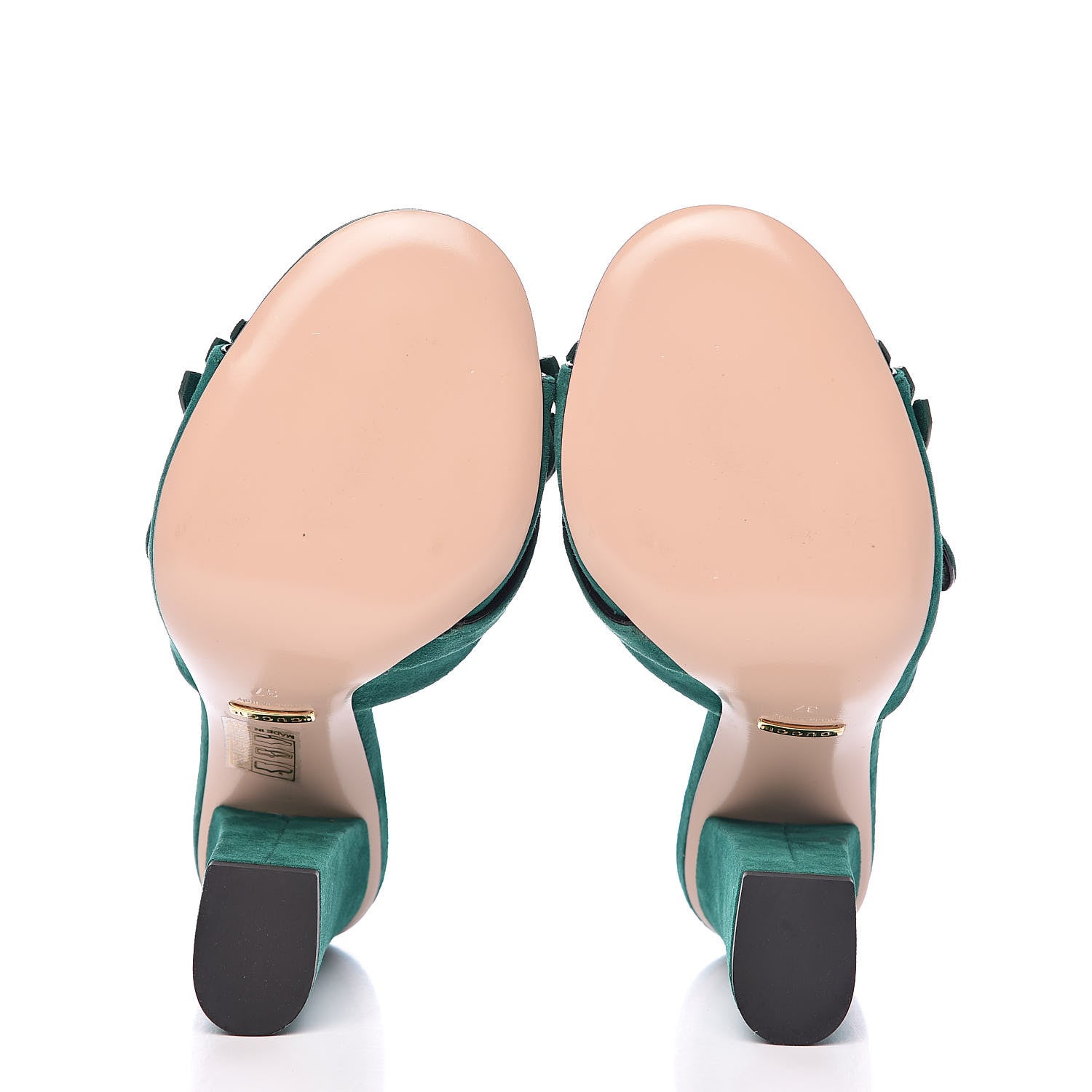 Gucci Kid Scamosciato GG Marmont Fringe 105mm Slide Sandals 37 Emerald 5 of 8