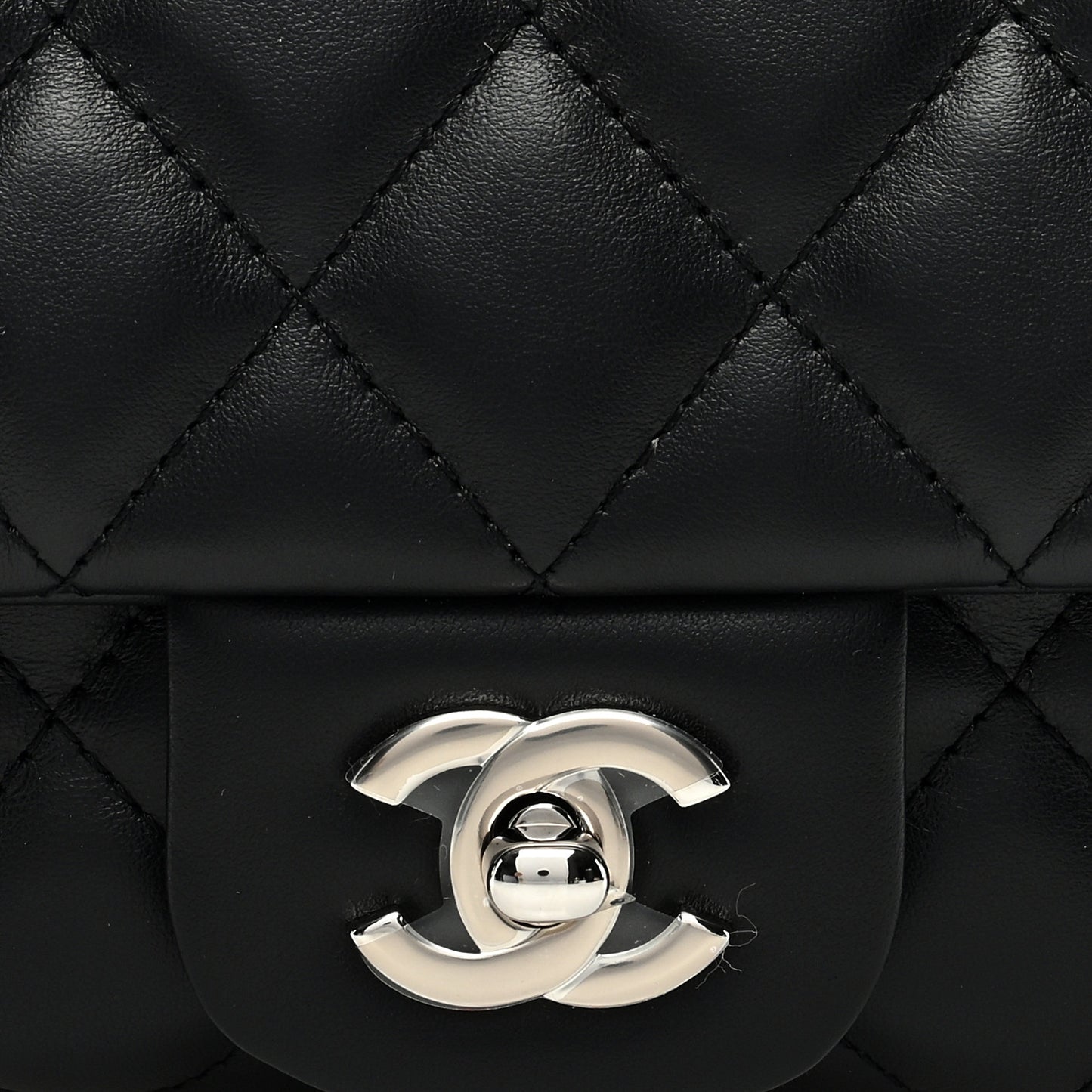 Calfskin Quilted CC Uniform Flap Belt Bag Black