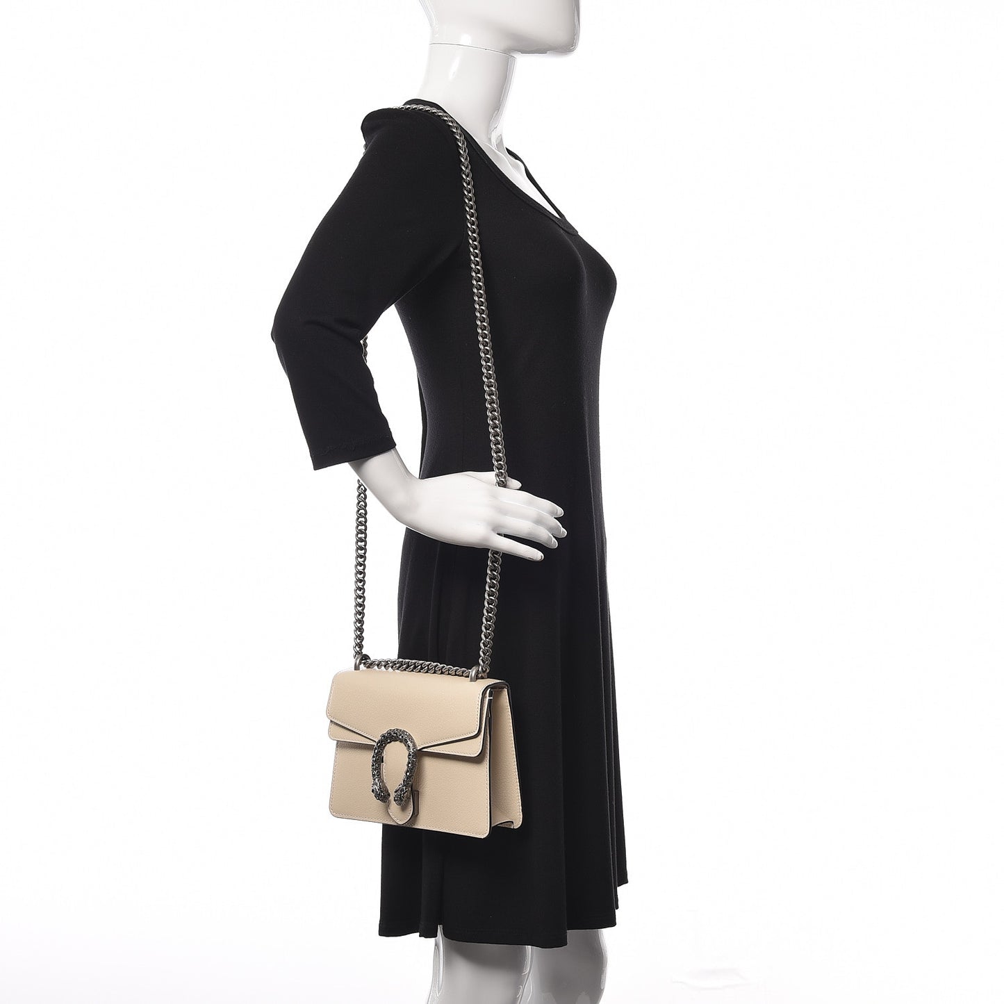 Textured Calfskin Crystal Mini Dionysus Shoulder Bag Mystic White