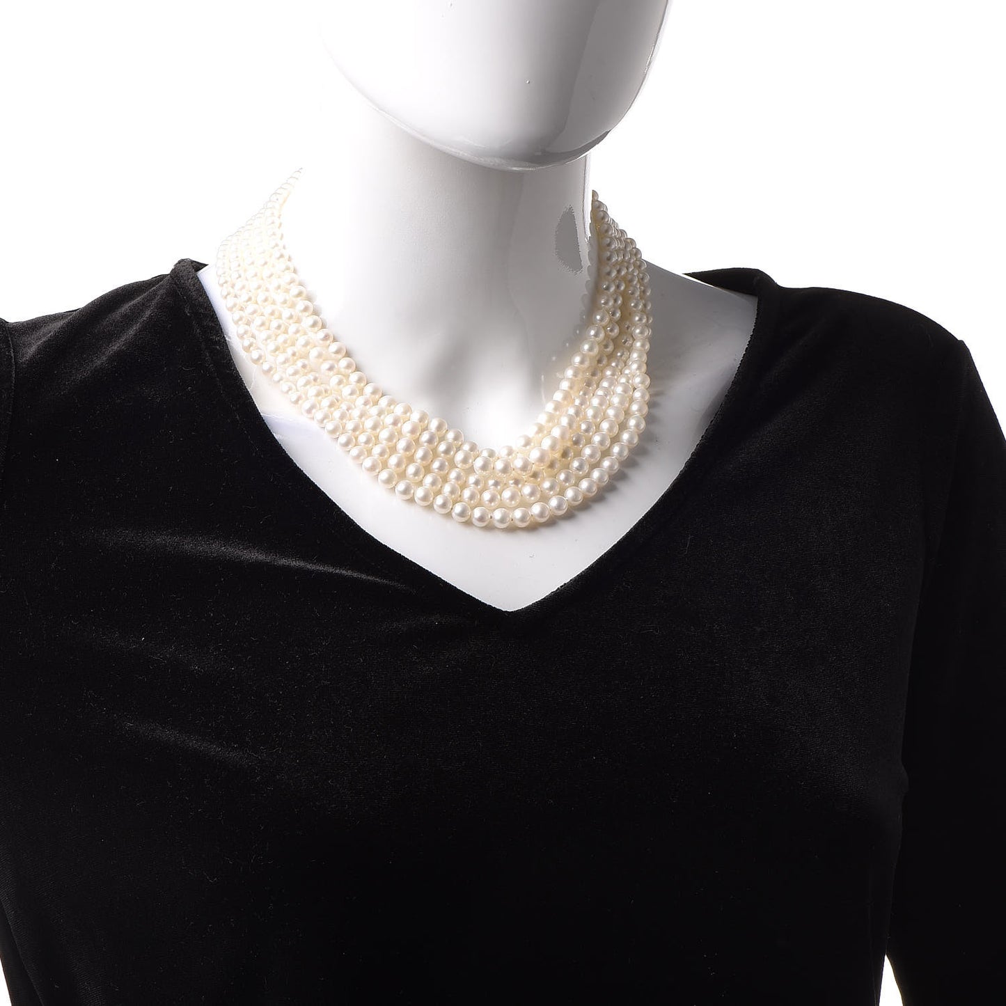 Sterling Silver Freshwater Pearl 4.5-7mm Ziegfeld 5 Strand Graduated Pearl Necklace