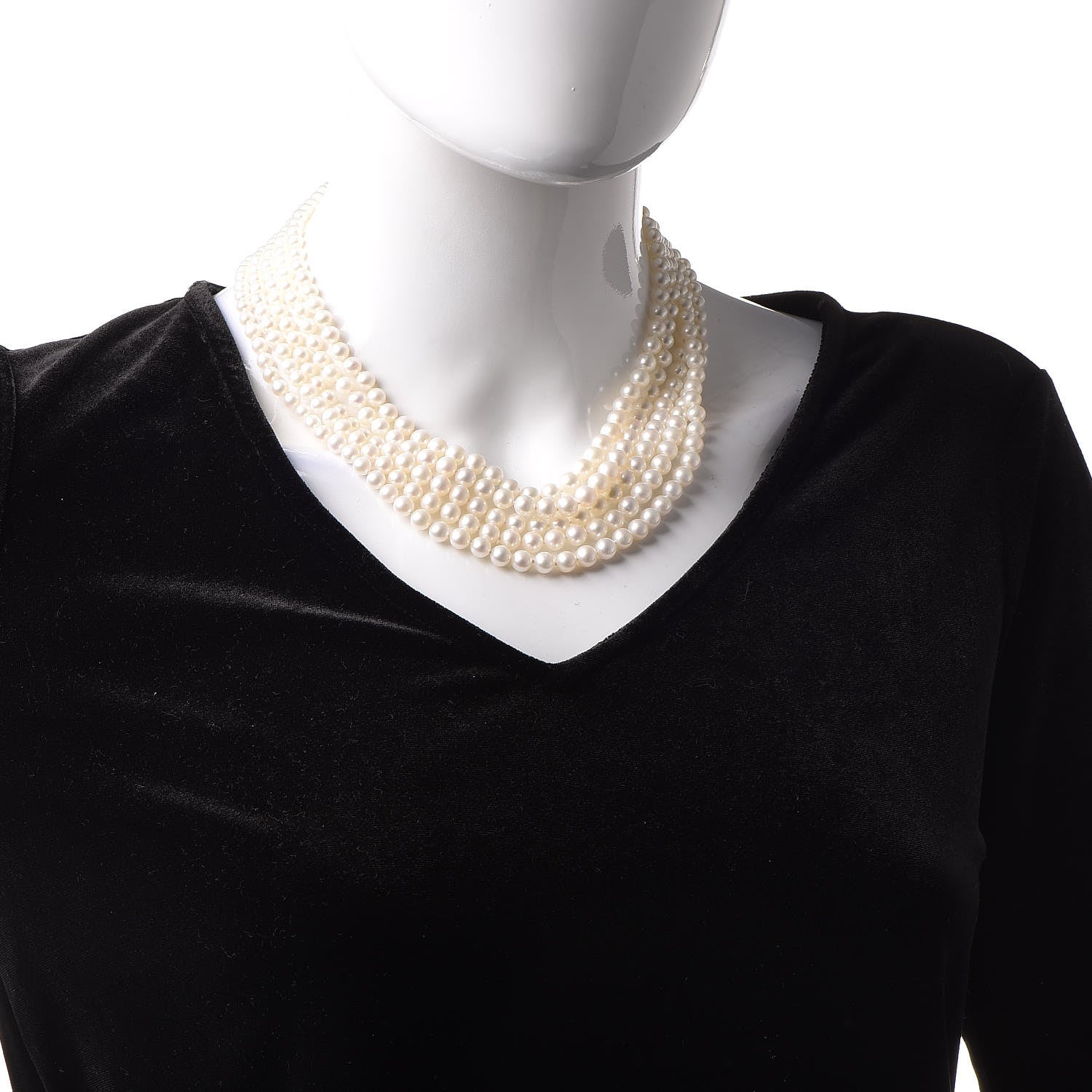 Tiffany Sterling Silver Freshwater Pearl 4.5-7mm Ziegfeld 5 Strand Graduated Pearl Necklace 2 of 7