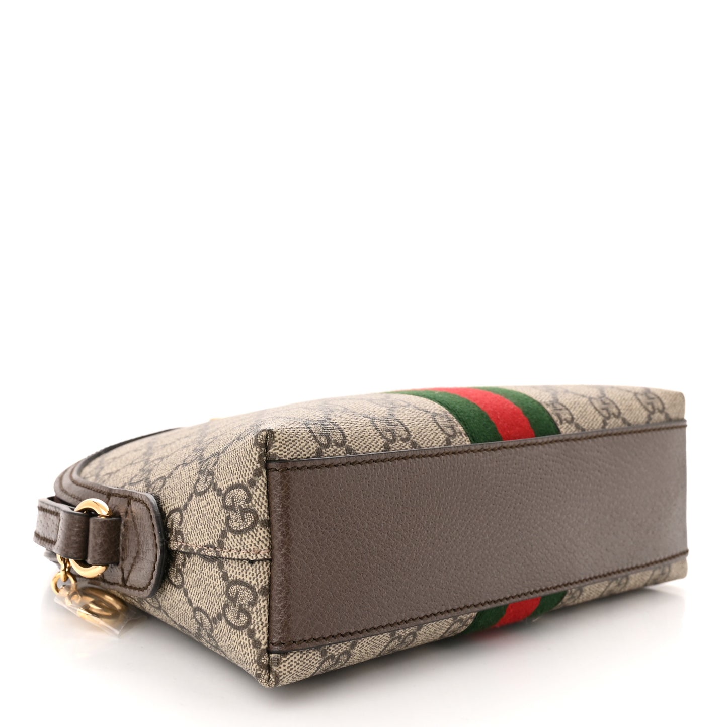 GG Supreme Monogram Textured Dollar Calfskin Web Small Ophidia Dome Shoulder Bag Beige Ebony New Acero