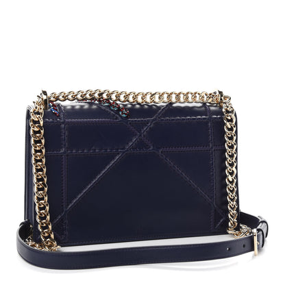 Christian Dior Calfskin Crystal Embroidered Medium Diorama Flap Bag Blue 3 of 9