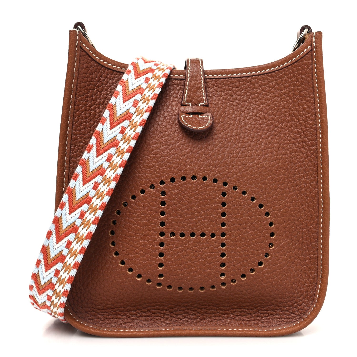 Hermes Taurillon Clemence Allegro Evelyne TPM Gold Cornaline White 1 of 11