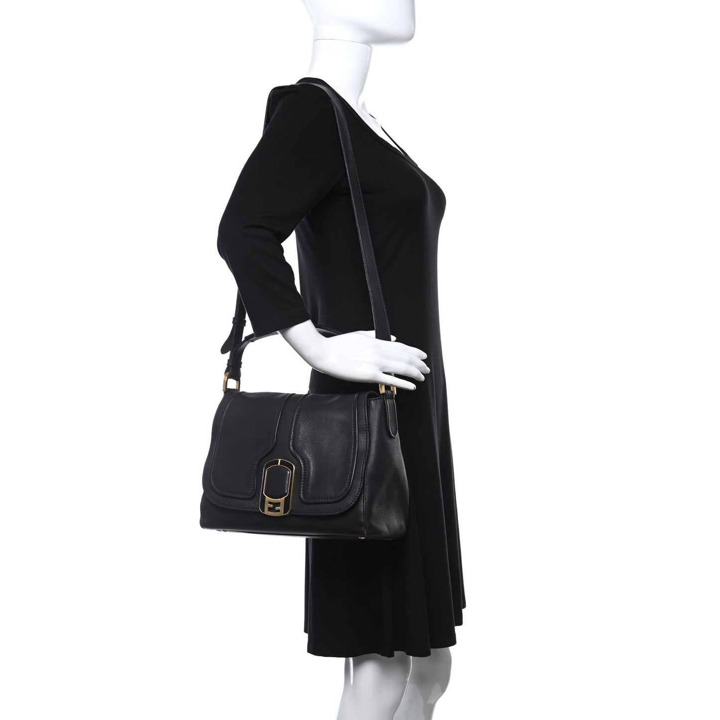 Vitello Dolce Marmol Anna Shoulder Bag Black