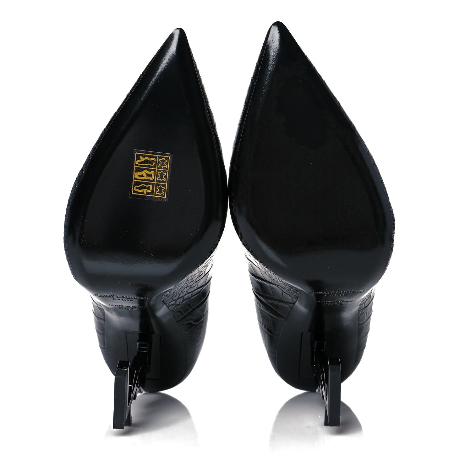 Calfskin Crocodile Embossed Opyum 110 Pumps 38.5 Black