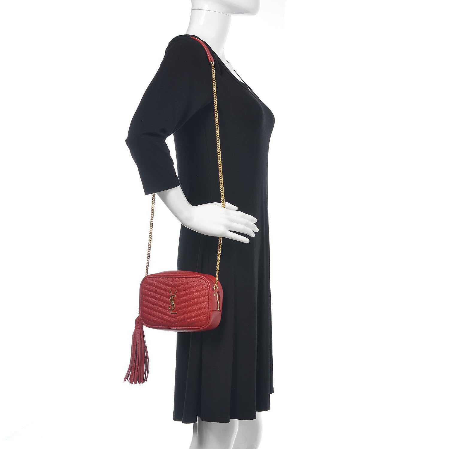 Saint Laurent Grain De Poudre Matelasse Monogram Mini Lou Camera Bag Eros Red 2 of 10
