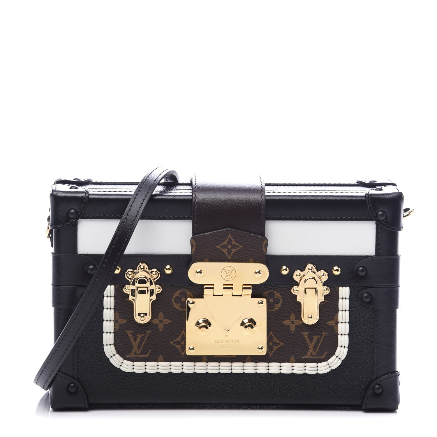 Louis Vuitton Monogram Calfskin Petite Malle Black White 1 of 8
