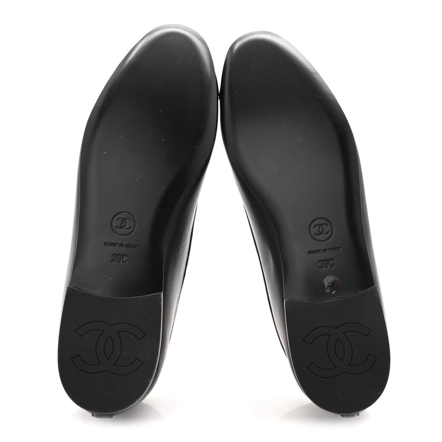 Chanel Lambskin Patent Calfskin Cap Toe Ankle Chain Ballerina Flats 39 Black 6 of 9