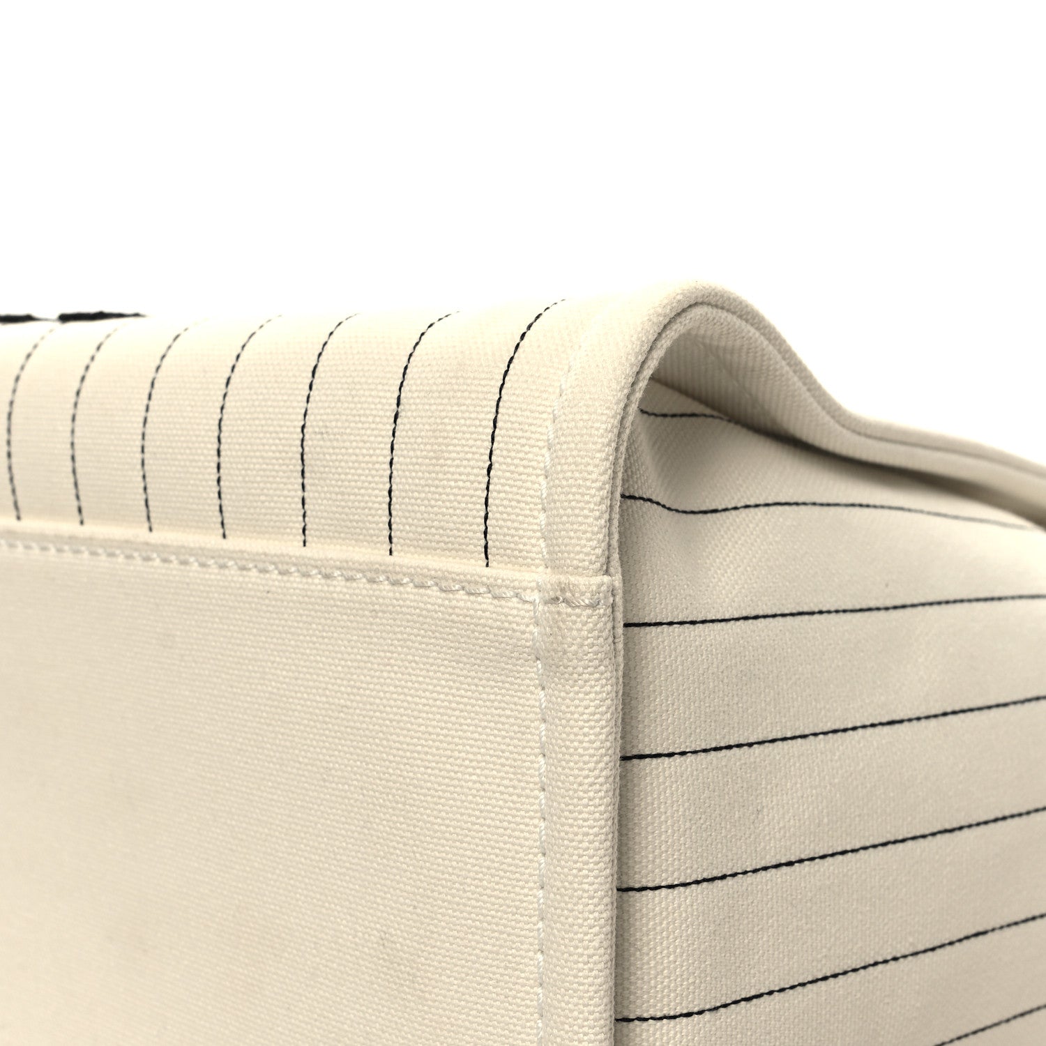 Chanel Canvas Calfskin Striped Medium Deauville Tote White Black 12 of 14