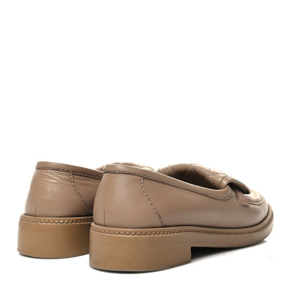 Chanel Lambskin Quilted CC Turnlock Loafers 38.5 Beige 4 of 9
