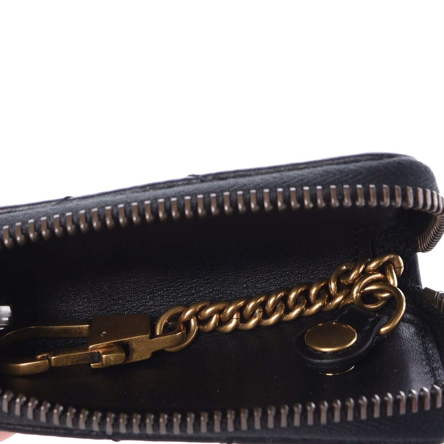 Calfskin Matelasse GG Marmont Zip Around Key Case Black