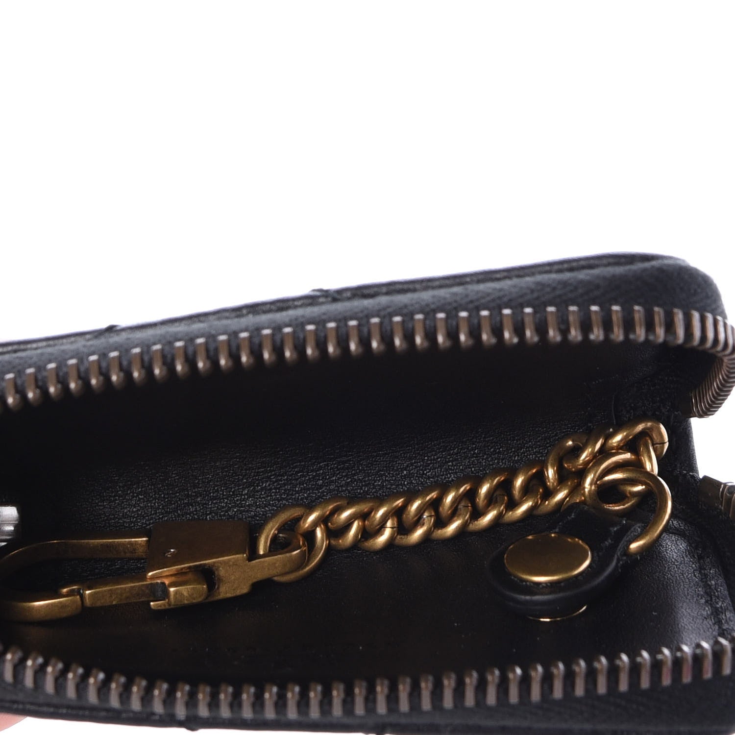 Gucci Calfskin Matelasse GG Marmont Zip Around Key Case Black 5 of 9