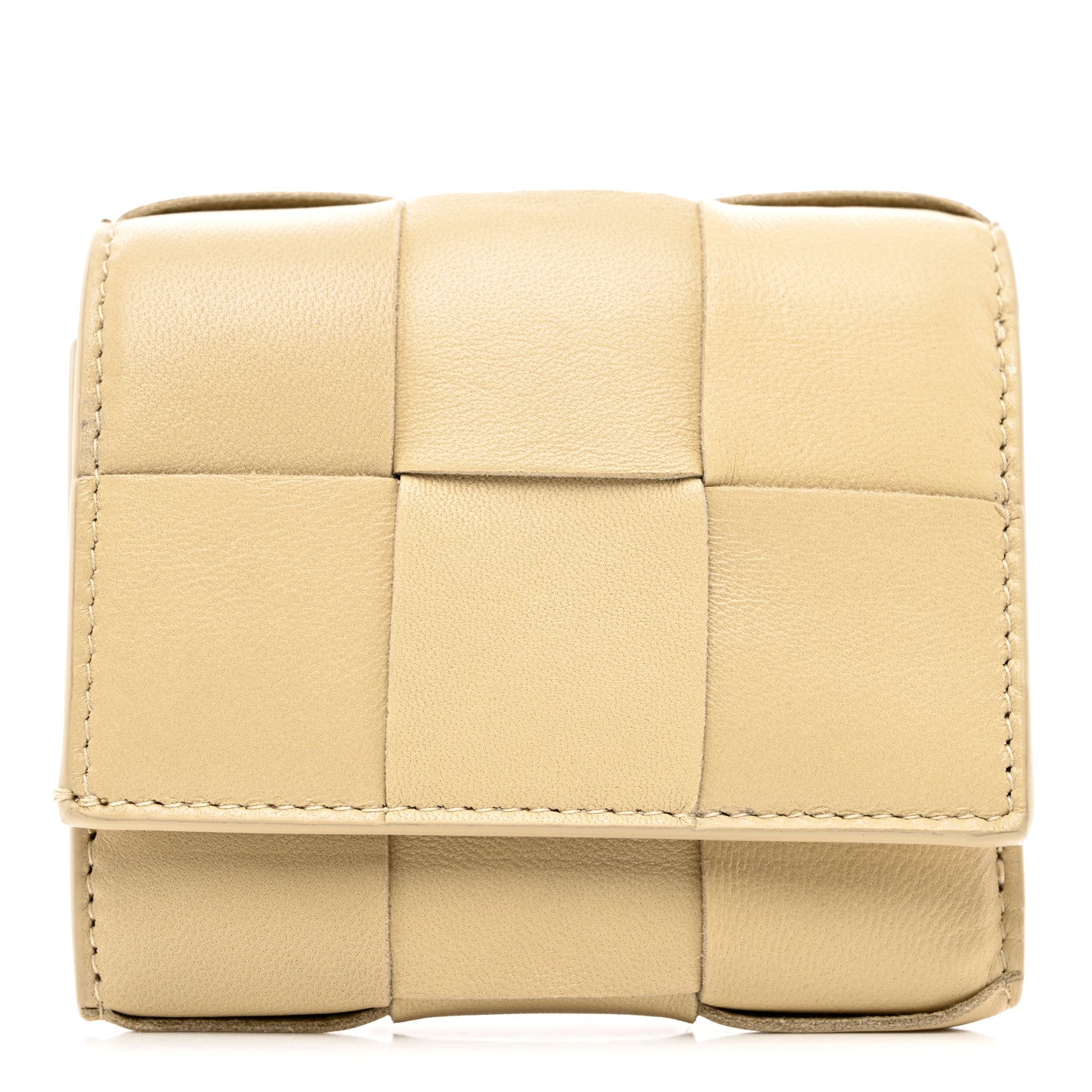 Bottega Veneta Nappa Calfskin Maxi Intrecciato Cassette Tri-Fold Wallet Porridge 1 of 10