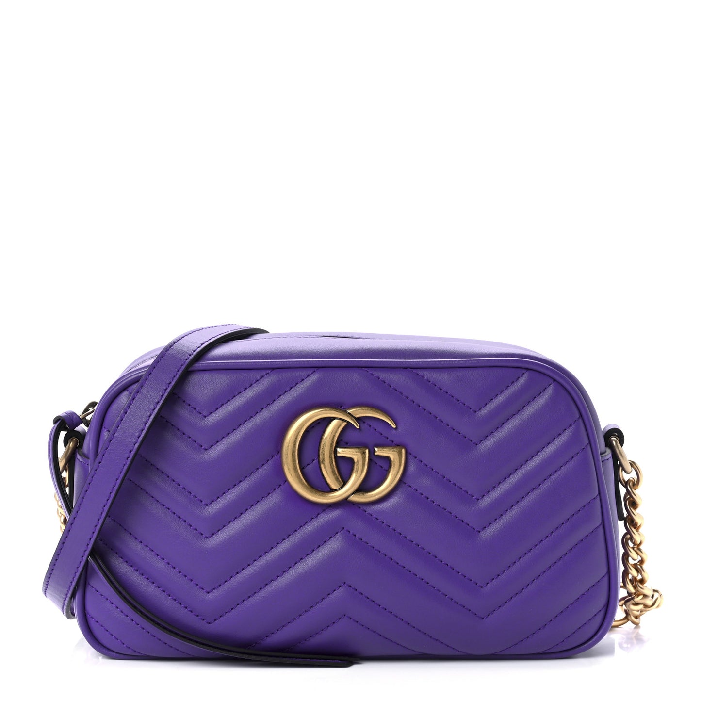 Calfskin Matelasse Small GG Marmont Chain Shoulder Bag Shine Purple