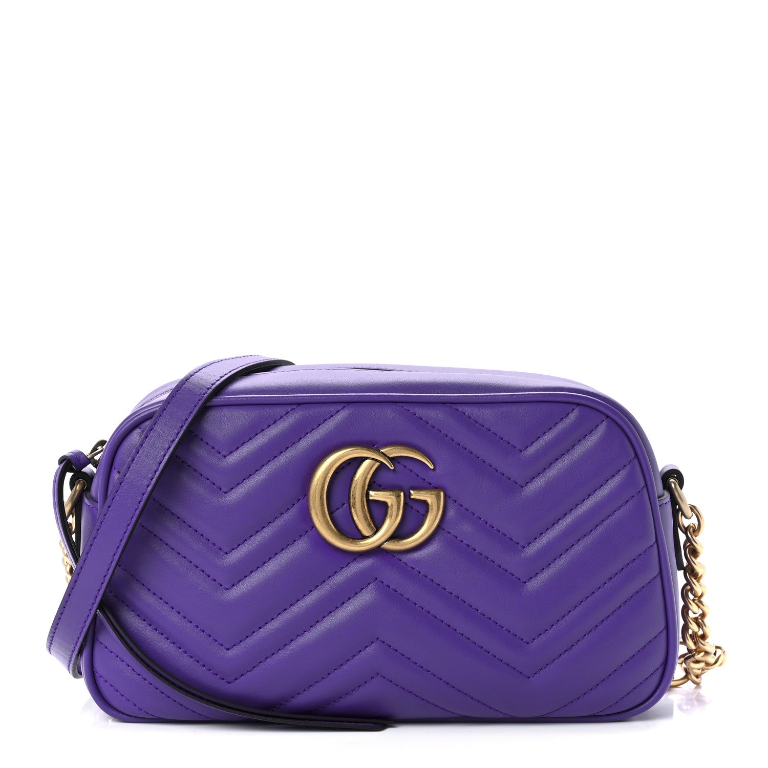 Gucci Calfskin Matelasse Small GG Marmont Chain Shoulder Bag Shine Purple 1 of 10