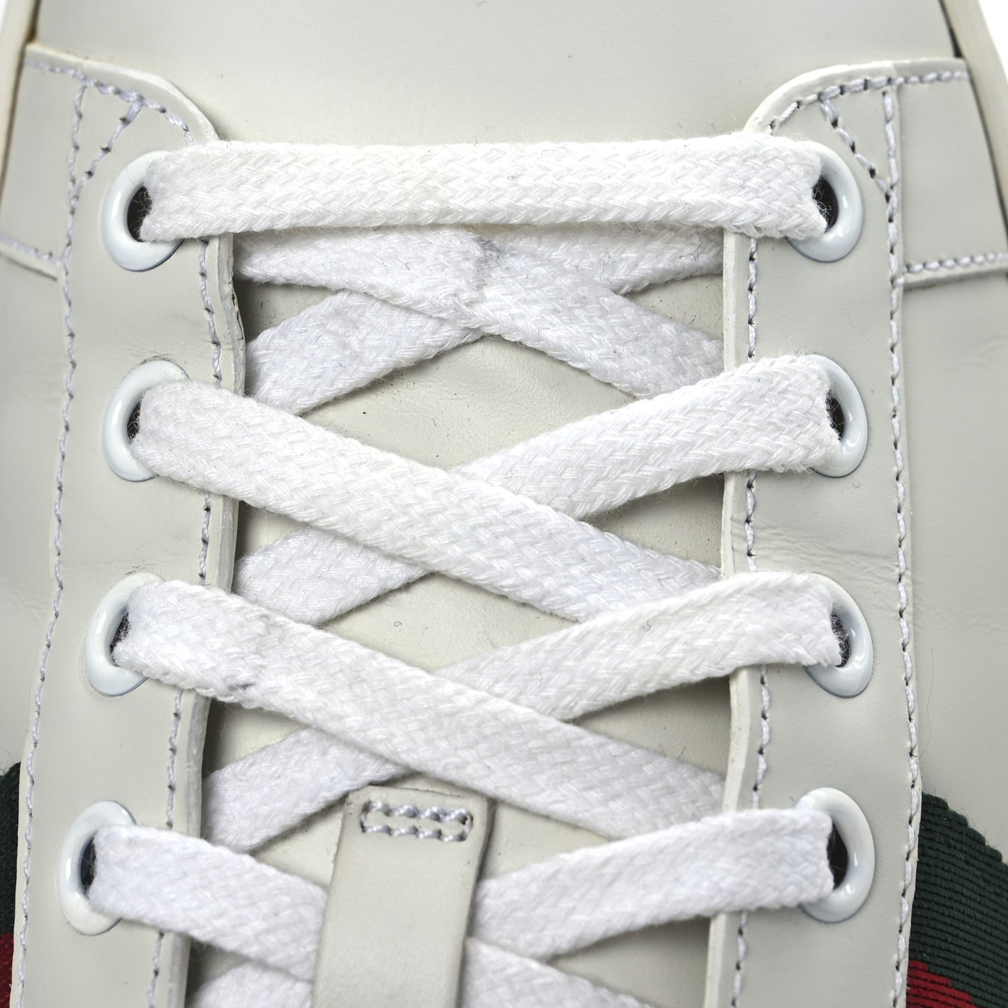 Calfskin Ayers Bee Embroidered Womens Ace Sneakers 37.5 White Green