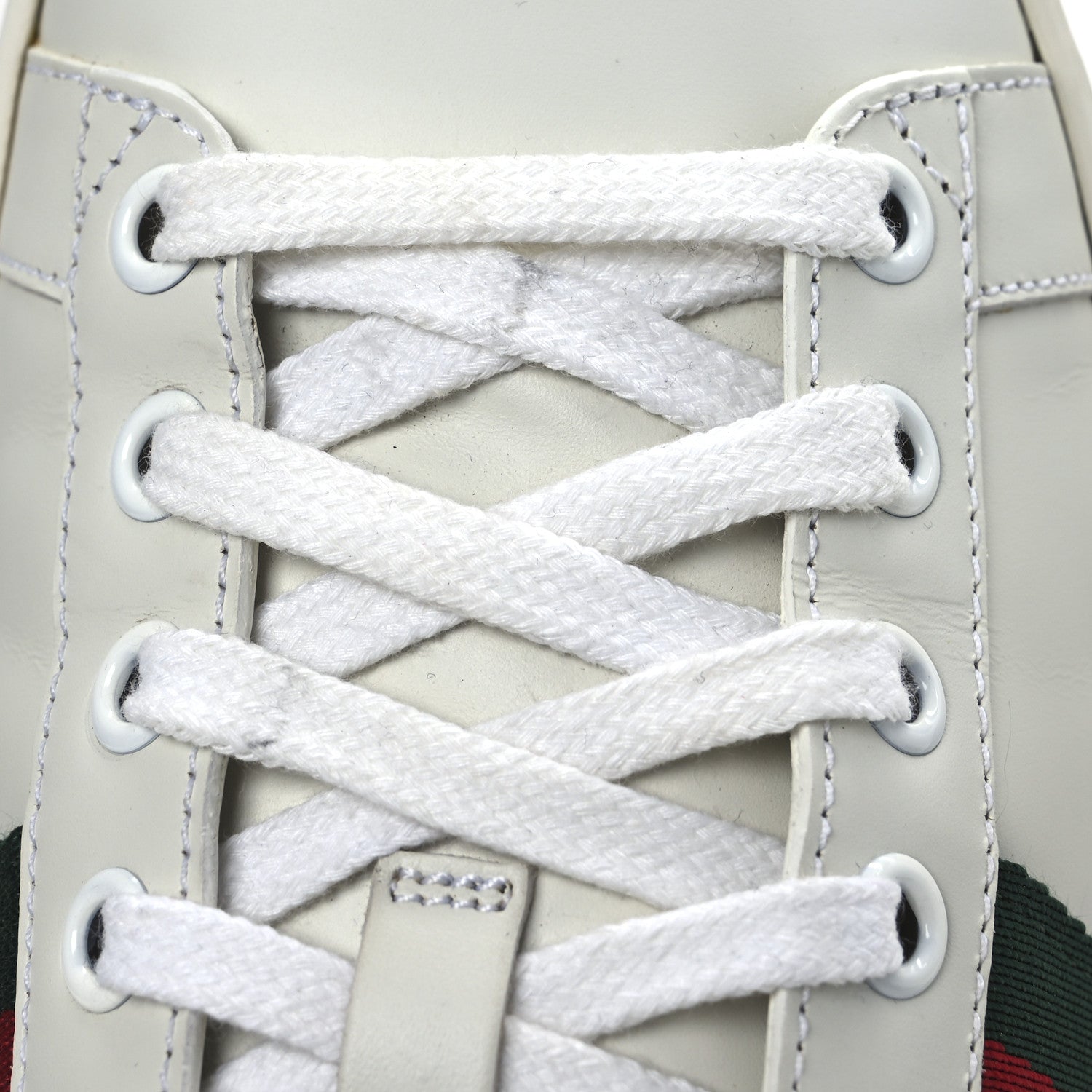 Gucci Calfskin Ayers Bee Embroidered Womens Ace Sneakers 37.5 White Green 14 of 15