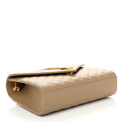 Saint Laurent Grain De Poudre Textured Mixed Matelasse Medium Triquilt Monogram Satchel Dark Latte 4 of 9