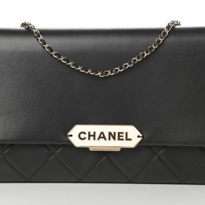 Chanel Lambskin Quilted Retro Label Clutch Black 8 of 12