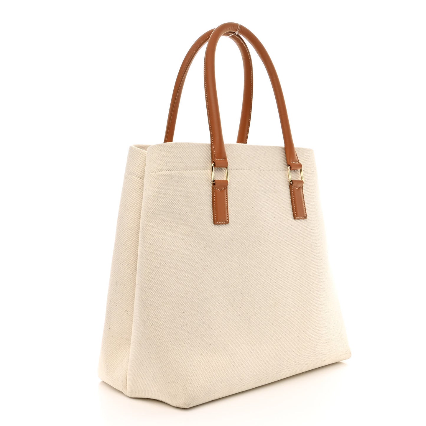 Canvas Calfskin Logo Print Small Horizontal Cabas Natural Tan