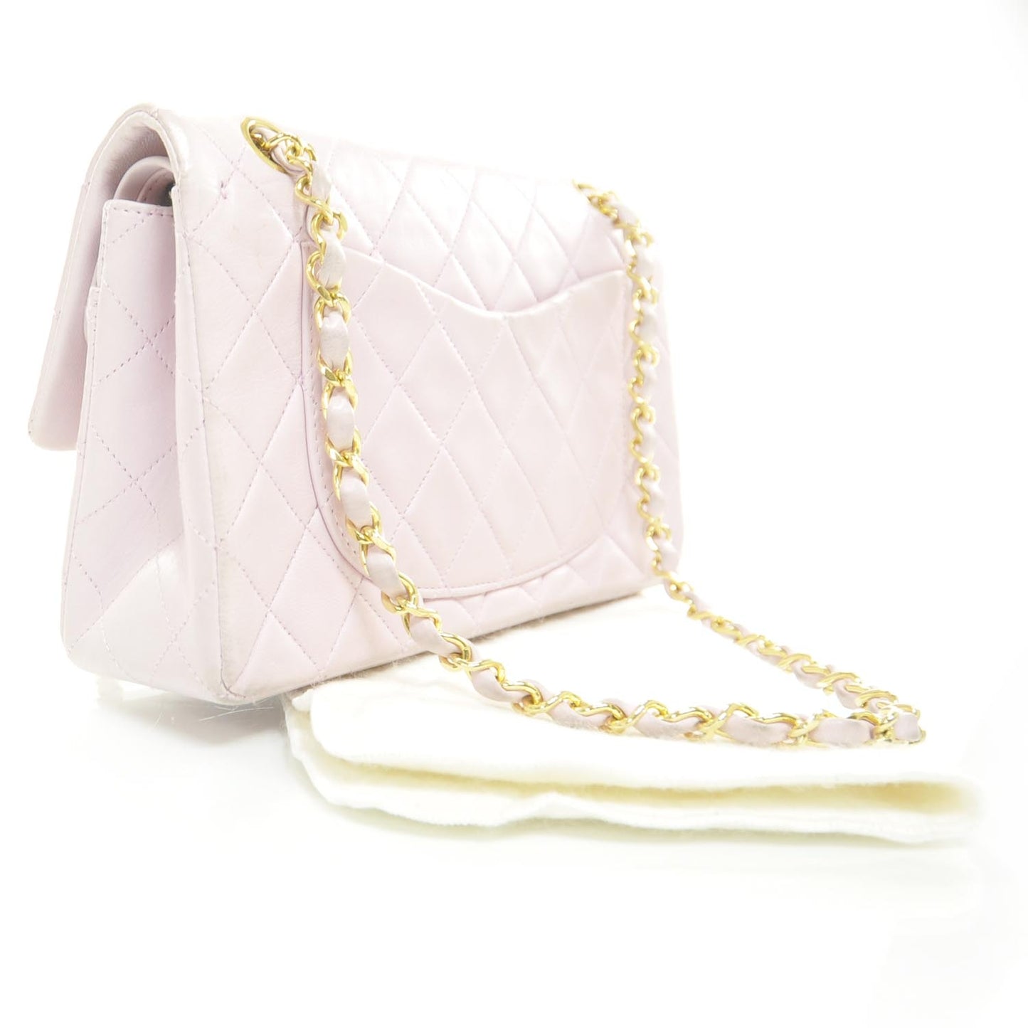 Lambskin Quilted Small Double Flap Pink