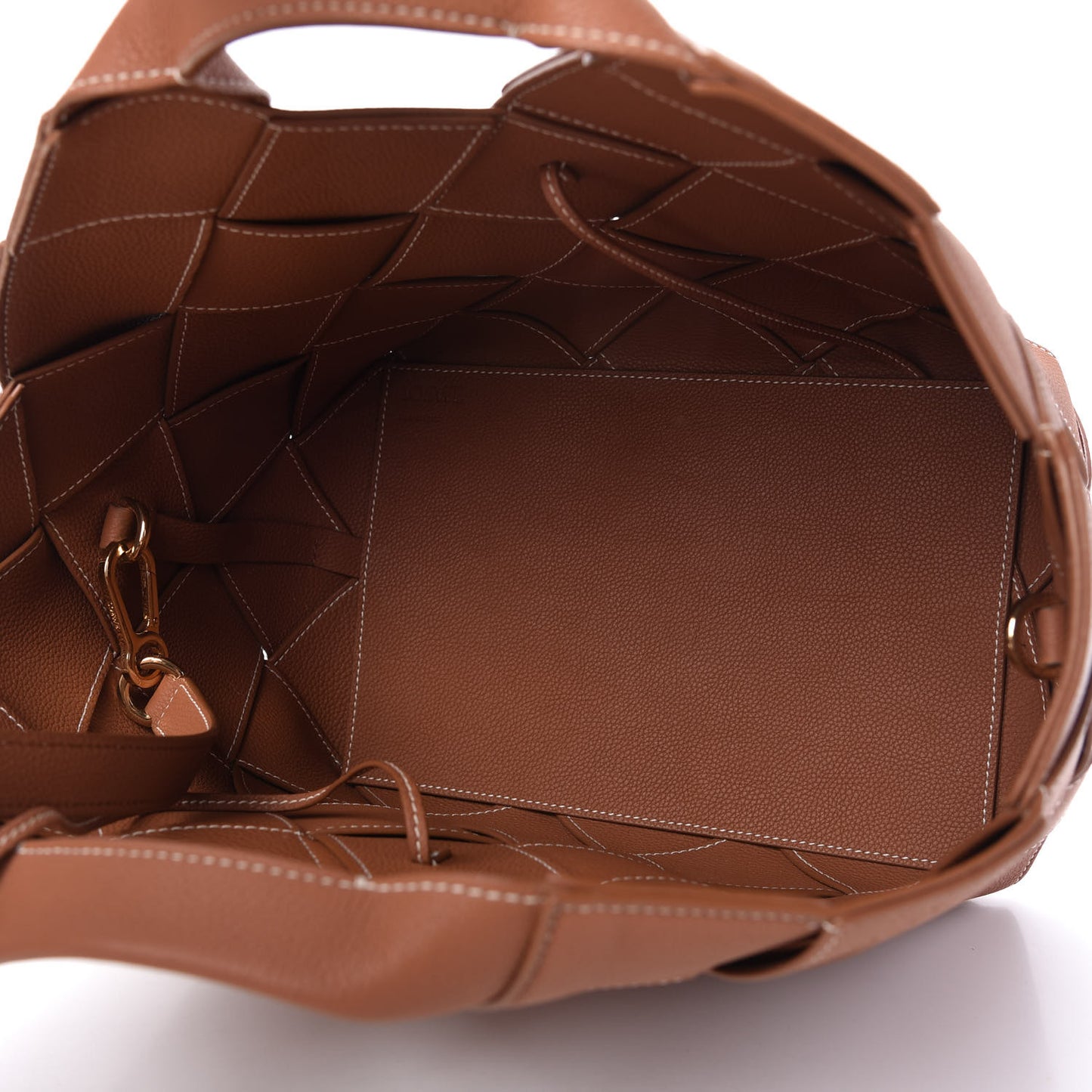 Soft Grained Calfskin Woven Basket Bag Tan
