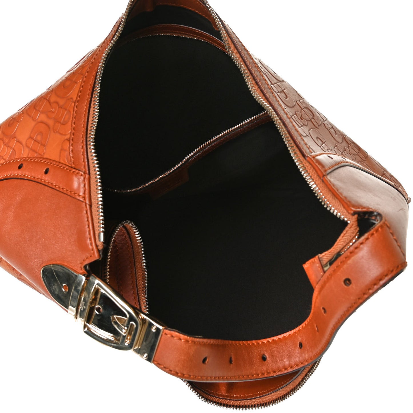 GGUCCI Calfskin Horsebit Embossed Glam Hobo Tan