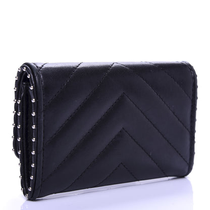 Chanel Lambskin Chevron Quilted Studded Card Holder Black 3 of 9