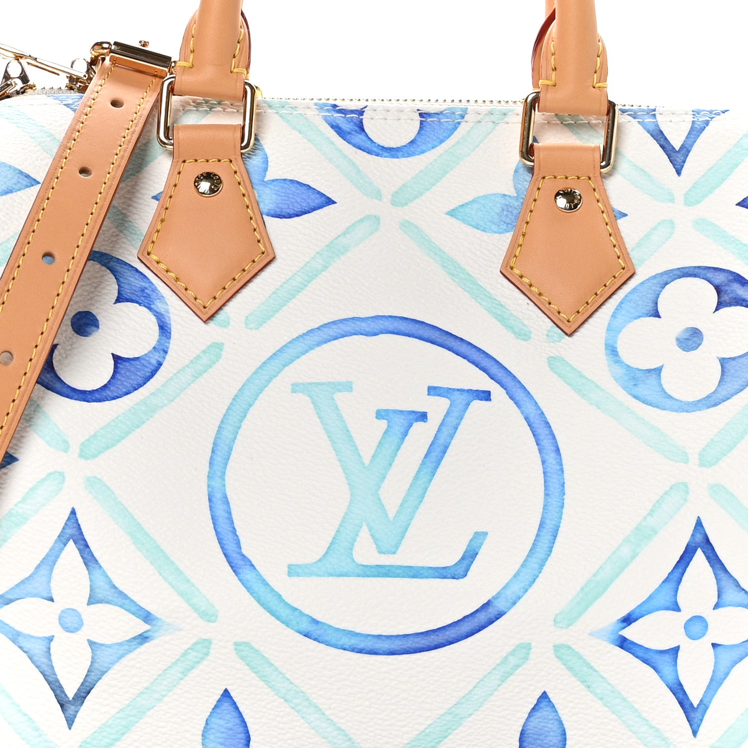Louis Vuitton Monogram Tiles By The Pool Speedy Bandouliere 25 Lagoon Blue 7 of 12